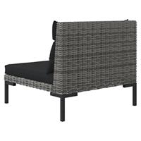3-delige Loungeset halfrond poly rattan donkergrijs - thumbnail