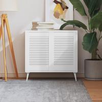 Kastdeuren met lamellen 2 st 61,5x39,4 cm grenenhout wit - thumbnail