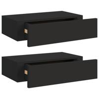 VidaXL Wandschappen 2 st met lade 40x23,5x10 cm mdf zwart - thumbnail