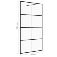 VidaXL Inloopdouchewand 90x195 cm esg-glas transparant en zwart - thumbnail