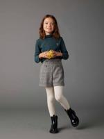 Flanellen meisjesshort met ruitmotief marineblauw, geruit - thumbnail