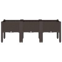 Plantenbak met poten 120x40x42 cm polypropeen bruin - thumbnail
