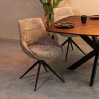 LABEL51 Eetkamerstoel Marlow - Hunter - - Zwart Metalen Frame - thumbnail