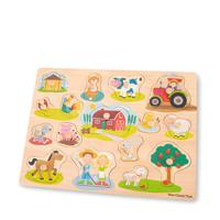 New Classic Toys Peg Puzzle Farm vormenpuzzel 16 stukjes - thumbnail
