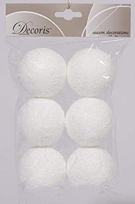 Sneeuwballen foam hang d8 cm wit 6st - Decoris