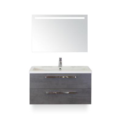 Seville Badmeubelset 100 cm - Beton Antraciet - Wastafel Djazz 1 kraangat - met Sence Spiegel