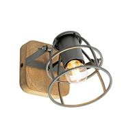 QAZQA Industriële spot donkergrijs met hout verstelbaar - Arthur - thumbnail