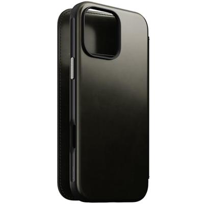 Nomad Modern Horween leather folio iPhone 16 Pro Max - Green Chrome