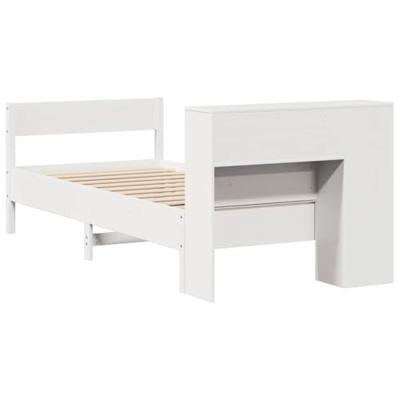 Bed met boekenkast zonder matras grenenhout wit 90x200 cm