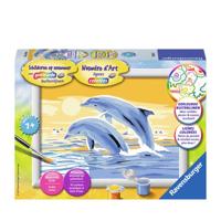 Ravensburger Schilderen op nummer met 2 dolfijnen, maak je eigen schilderij - thumbnail