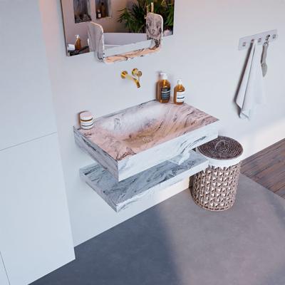 MONDIAZ ALAN-DLUX 70cm planchet Glace. Vrijhangende wastafel CLOUD midden zonder kraangat, kleur Glace. MONDIAZ ALAN-DLUX 70cm planchet Glace. Vrijhangende wastafel CLOUD midden zonder kraangat, kleur Glace.