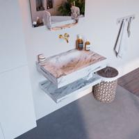 MONDIAZ ALAN-DLUX 70cm planchet Glace. Vrijhangende wastafel CLOUD midden zonder kraangat, kleur Glace. - thumbnail