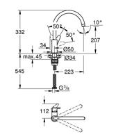 GROHE BauCurve Keukenkraan - hoog - draaibare uitloop - chroom 31536001 - thumbnail
