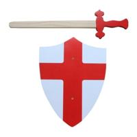 Simply for Kids Houten Zwaard en Schild Rood - thumbnail