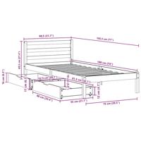 Bedframe zonder matras massief grenenhout wasbruin 120x190 cm - thumbnail