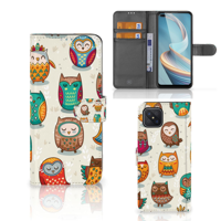 OPPO Reno4 Z | Telefoonhoesje | Met pasjeshouder | Vrolijke Uilen - thumbnail