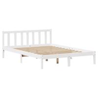 Bedframe zonder matras massief grenenhout wit 140x190 cm - thumbnail