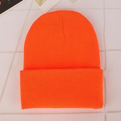 Eenvoudige effen kleur warme Pullover gebreide Cap voor mannen/vrouwen (oranje) Eenvoudige effen kleur warme Pullover gebreide Cap voor mannen/vrouwen (oranje)