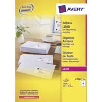 Avery L7162, Adresetiketten, Laser, Ultragrip, wit, 250 vellen, 16 per vel, 99,1 x 33,9 mm - thumbnail