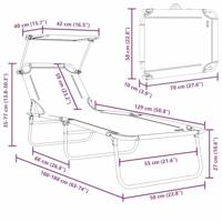 Ligstoel 2-persoon 2 pcs Zwart 58 x 188 x 77cm Stof - thumbnail