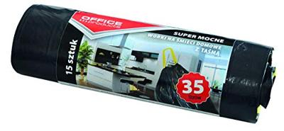 OFFICE products vuilniszak, LDPE, 25 micron, 35 liter, zwart, rol van 15 stuks OFFICE products vuilniszak, LDPE, 25 micron, 35 liter, zwart, rol van 15 stuks