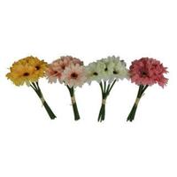 Kunstbloemen gerbera 7 bloemen 23 cm 4 assorti | 24 stuks - thumbnail