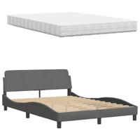 Bed met matras stof donkergrijs 140x190 cm - thumbnail