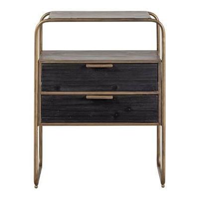 WOOOD Nachtkastje/Ladekast 'Polite' Met 2 lades, kleur Antique Brass