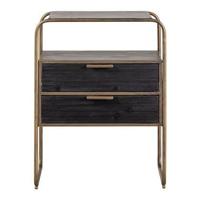 WOOOD Nachtkastje/Ladekast 'Polite' Met 2 lades, kleur Antique Brass - thumbnail