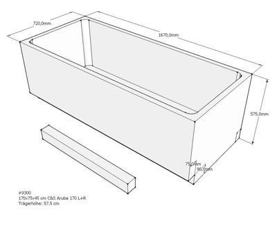 Xenz beterbad baddrager voor aruba 170x75cm Xenz beterbad baddrager voor aruba 170x75cm