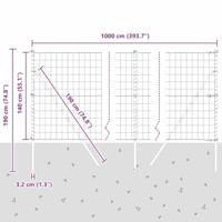 VidaXL Hek met paal groen 1,4 x 10 m staal en pvc - thumbnail