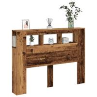 Hoofdeinde met LED 140x18,5x103,5 cm bewerkt hout oud hout - thumbnail