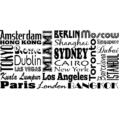 Wereld steden - Muursticker