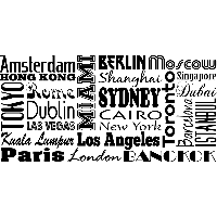 Wereld steden - Muursticker - thumbnail