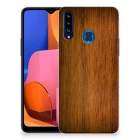 Samsung Galaxy A20s | Bumper Hoesje | Donker Hout - thumbnail