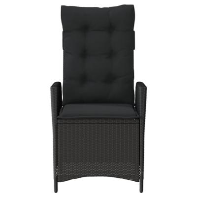 Tuinstoelen 2 st verstelbaar met kussens poly rattan zwart