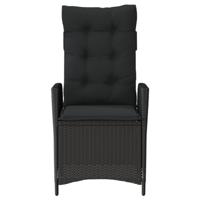 Tuinstoelen 2 st verstelbaar met kussens poly rattan zwart - thumbnail