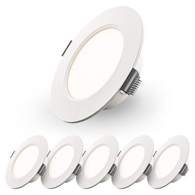 Set van 6 Georgia LED platte Inbouwspots wit - 6 Watt 490lm - Rond - 4000K Neutraal Wit - Ø120 mm - IP20 voor binnen - Inbouwdiepte 25mm