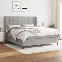 Boxspring met matras stof lichtgrijs 160x200 cm - thumbnail