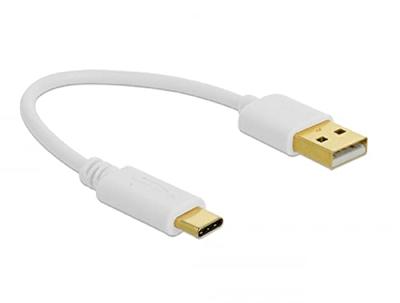 Delock USB-kabel USB-A stekker, USB-C stekker 0.15 m Wit 85355