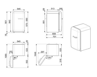 Smeg FAB10HLRD5 koelkast Vrijstaand 135 l E Rood