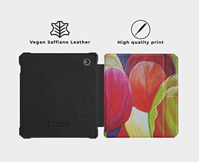 Lunso - Kobo Libra 2 hoes (7 inch) - Vegan Saffiano Leren sleep cover - Tulpen Lunso - Kobo Libra 2 hoes (7 inch) - Vegan Saffiano Leren sleep cover - Tulpen