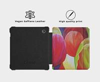 Lunso - Kobo Libra 2 hoes (7 inch) - Vegan Saffiano Leren sleep cover - Tulpen - thumbnail