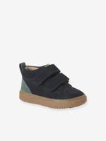 Lederen bottines met klittenband voor jongensbaby''s marineblauw - thumbnail