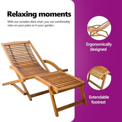 Terrasstoel met voetensteun massief acaciahout