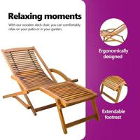 Terrasstoel met voetensteun massief acaciahout - thumbnail