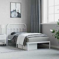 Bedframe met hoofdbord metaal wit 100x190 cm - thumbnail