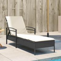Ligbed met kussen 63x200x81 cm poly rattan zwart - thumbnail
