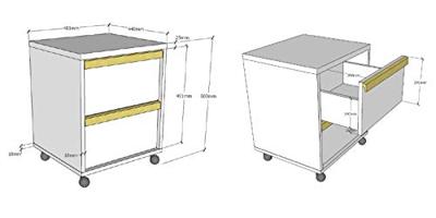 Vipack rolcontainer voor bureau London - wit - 59,7x48,1x40 cm