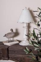 Clayre & Eef Tafellamp Ø 26x55 cm Wit Ijzer Bureaulamp - thumbnail